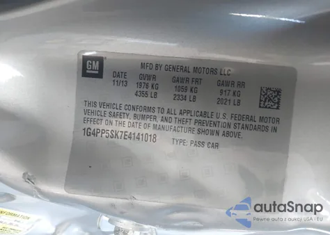 2014 Buick Verano z USA, uszkodzony, nr VIN 1G4PP5SK7E4141018